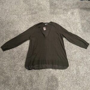 J. Jill Mixed Media Layered V Neck Tunic Sweater Spanish Moss XL